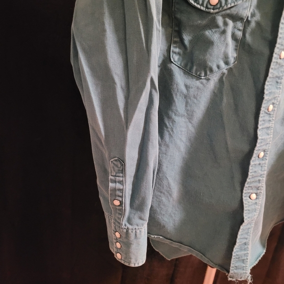 Heavy Blue Button-Down Shirt - Vintage Wrangler - Picture 9 of 9